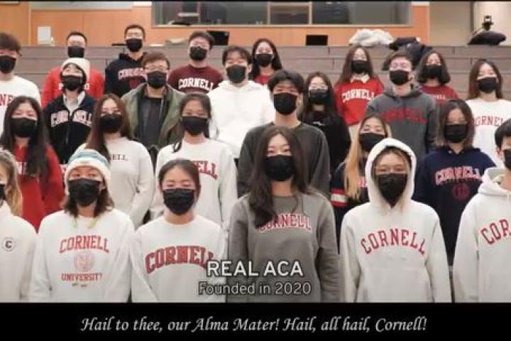The Cornell a capella group REAL ACCA sings the university's alma mater
