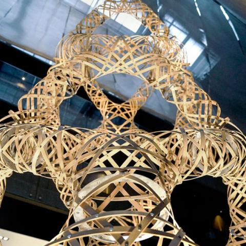 “Woven Grove,” an experimental bamboo structure that architect Martin Miller and his colleagues created for Beijing Design Week in 2019, explores the inherent material behaviors of bamboo and is inspired by weaving.
